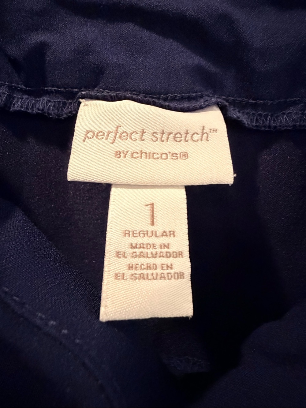 Perfect Stretch by Chico’s - Like New - Navy Pull-On Straight Leg Pants 1Regular - Picture 5 of 5